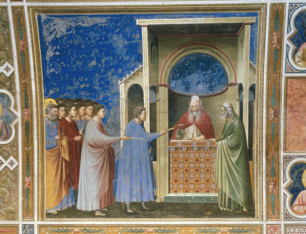 Giotto, La Remise des verges au temple de 