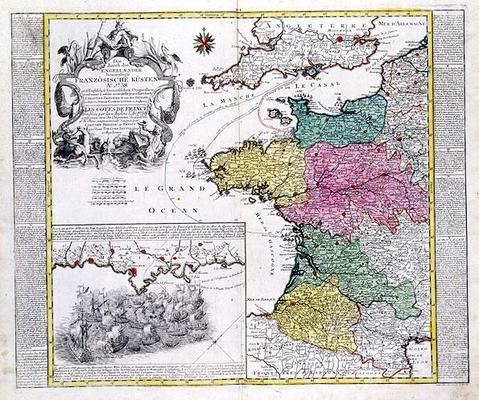 German Map showing English naval attacks on French ports in 1758 de 