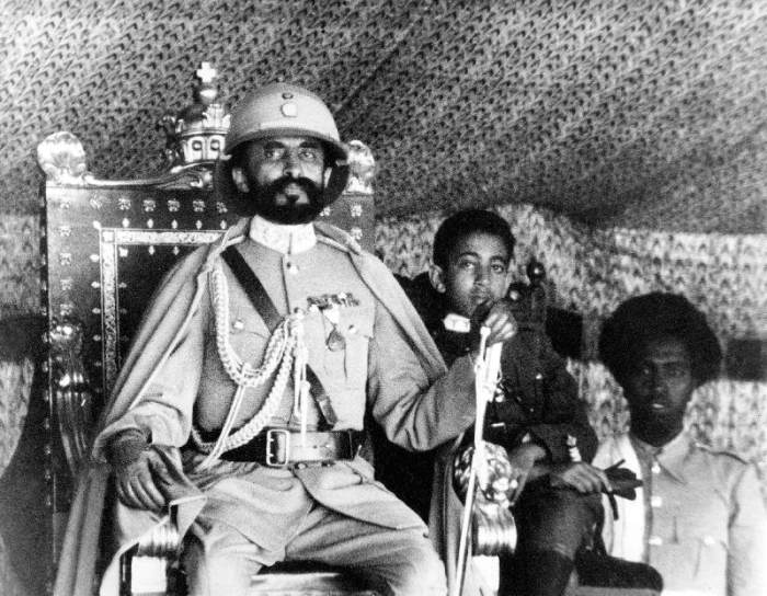 Haile Selassie 1st last emperor of Ethiopia in 1930-1936 and 1941-1974 here on the throne de 