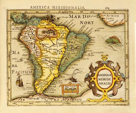 Hand Colored Engraved Map Of South America de 