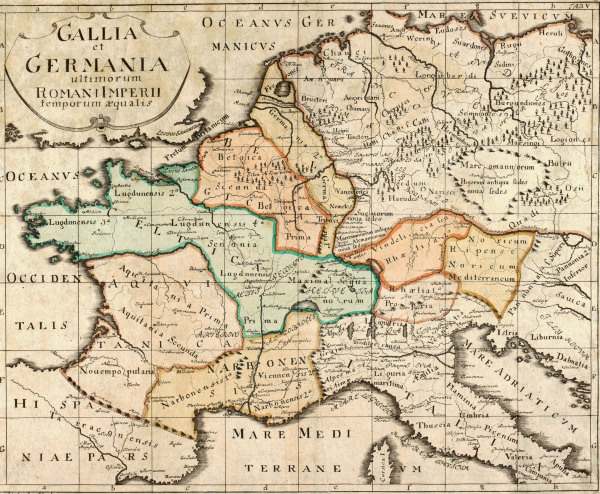 Historical map Europe 5thC., copper engr. de 