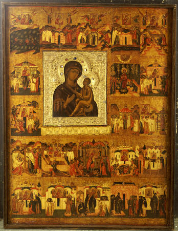 Icon Of The Mother Of God Tikhvinskaia Also Depicting The History And Miraculous Events Connected Wi de 
