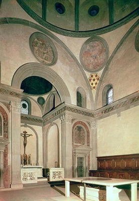 Interior view of the Old Sacristy of San Lorenzo, Florence, by Filippo Brunelleschi (1377-1446) (pho de 