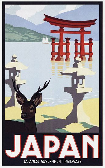 Japan: Advertising poster for Japanese Government Railways de 