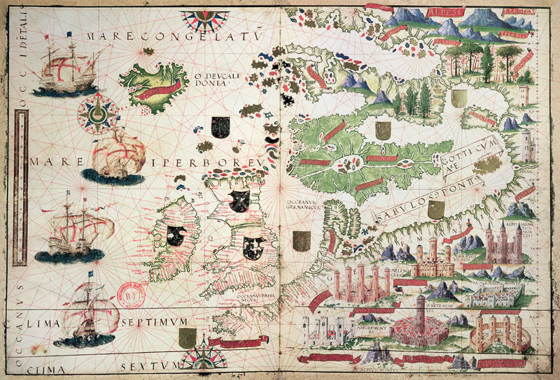 Map of Europe, from a facsimile of the ''Miller Atlas'' Pedro and Jorge Reinel, and Lopo Homem, made de 
