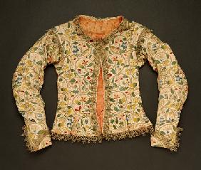 Margaret Layton''s Doublet Of Linen Embroidered With Brightly Coloured Silks And Silver-Gilt Thread