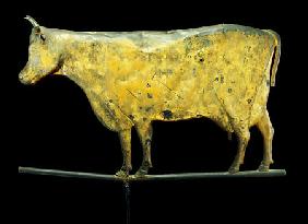 Molded And Gilded Copper Weathervane Depicting a Cow