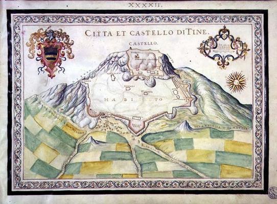 Map of the Castle and City of Tine XXXXII, by Francesco Basilicata, 17th century de 