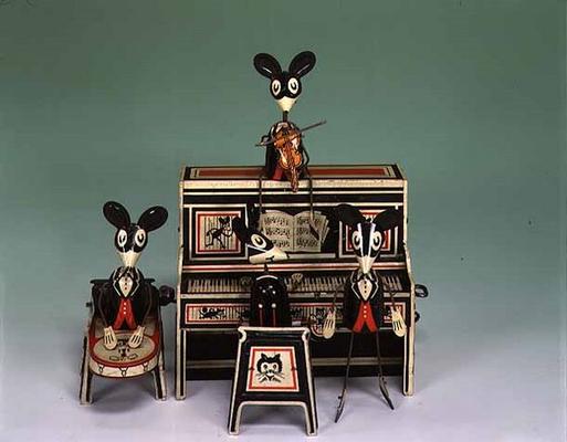 `Mary Merrymakers', a Louis Marx clockwork mouse orchestra, American (tinplate) de 