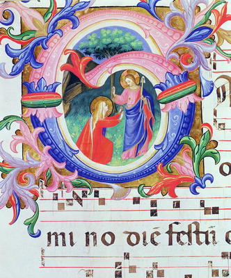 Missal 558 f.64v Historiated initial 'G' depicting the Noli Me Tangere de 