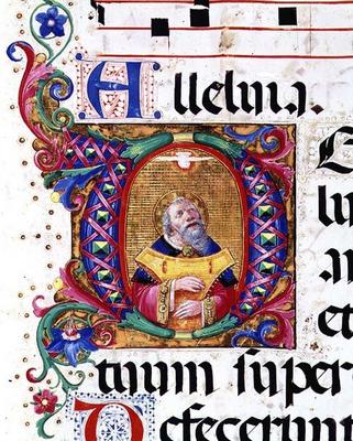 Ms 542 f.11v Historiated initial 'O' depicting King David playing the psaltery, from a psalter writt de 