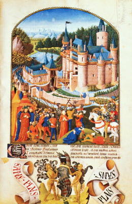 Ms 8266 f.281 Siege of the Chateau of Derval by Pierre La Baud de 