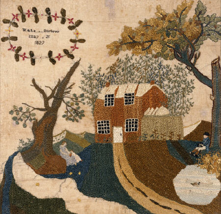Needlework Picture By Kate Barlow, Probably Pennsylvania, 1827 de 