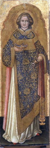 Nicolo di Pietro traceable 1394-1430. ''Saint Lawrence'', late work. On wood with golden base. 62 x de 