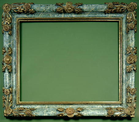 North Italian carved and gilded frame, the marblised ovolo profile carved to the corners and centres de 