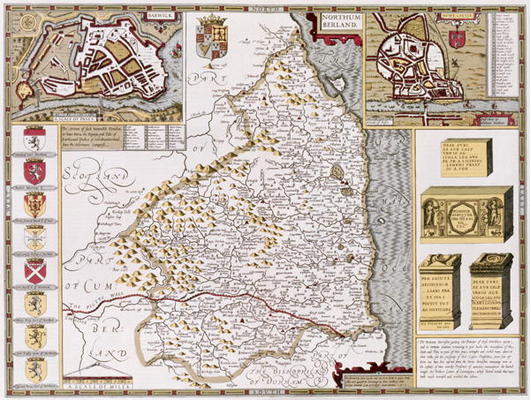Northumberland, engraved by Jodocus Hondius (1563-1612) from John Speed's 'Theatre of the Empire of de 