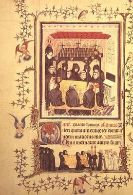 Nouv Lat 3093 f.104 Monks taking prayers by the Parement Master and his workshop, French de 