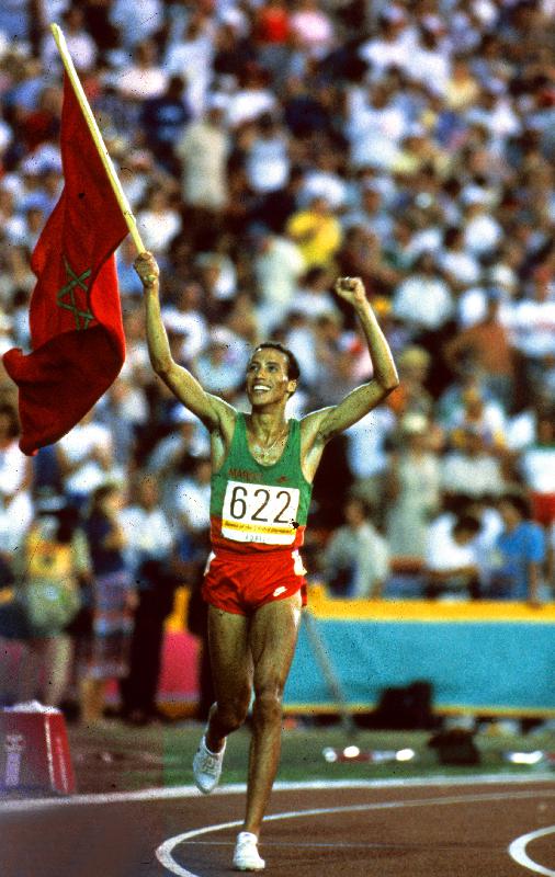 Olympic Games in Los Angeles: Moroccan athlet Said Aouita win the 5000m de 