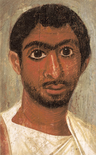 Portrait of a man from the 'Pollius Soter' group said to have been found at Thebes, Severan, Egyptia de 