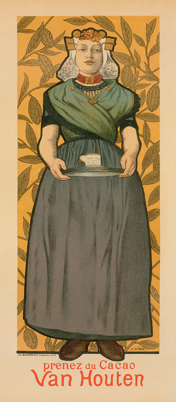 Prenez du Cacao Van Houten, advertisement, illustration by Adolphe-Leon Willette de 