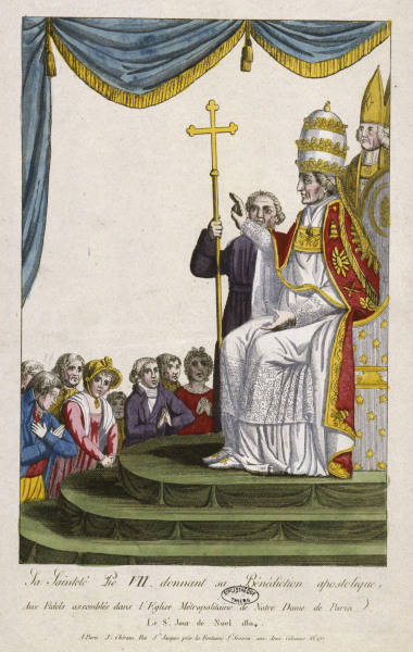 Pope Pius VII blessing...1804 / Copper de 