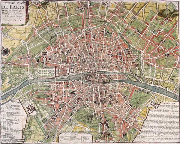 Paris, Town Plan, after 1702, Engraving de 