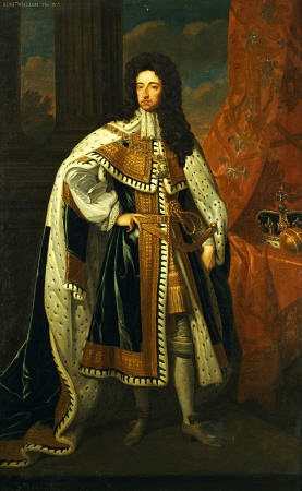 Portrait Of King William III (1650-1702), In State Robes, With The Crown And Orb On A Cushion Beside de 