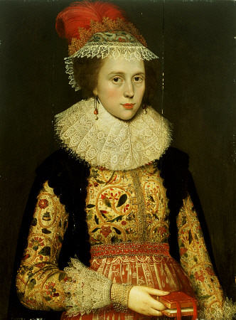 Portrait Of Margaret Layton Of Rawdon (1579-1662), Half Length, In An Elaborately Embroidered Double de 