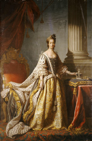 Portrait Of Queen Charlotte (1744-1818), Wife Of King George III, Full Length In Robes Of State de 