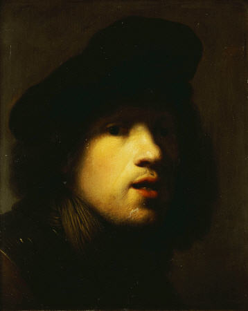 Portrait Of The Artist, Head And Shoulders, In A Black Beret And A Gorget de 
