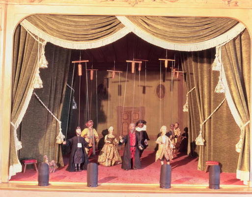 Puppet theatre with marionettes, 18th century (photo) de 