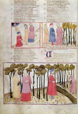 Purg.XXVIII f.47v Virgil taking his leave and the Divine Forest, from the Divine Comedy de 