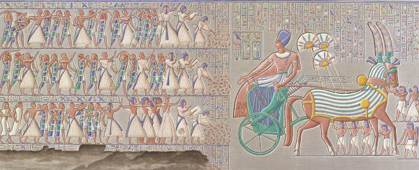 Ramses III in his chariot / after Relief de 