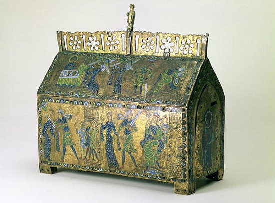 Reliquary casket of St. Valeria, Limoges, c.1170 (wood, copper gilt and champleve enamel) de 