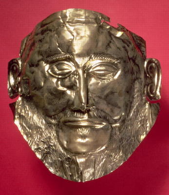 Replica of the Mask of Agamemnon, Mycenaean, c.16th century BC (gold) de 