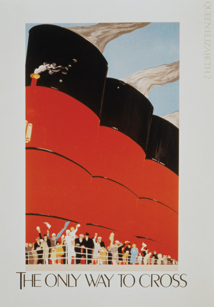 Poster advertising the RMS Queen Mary de 