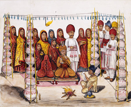 Scenes From A Marriage Ceremony: The Betrothal; Kutch School, Circa 1845 de 