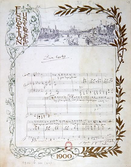 Score of the opera, ''Don Carlos'', Giuseppe Verdi (1813-1901) written on paper printed for the Expo de 