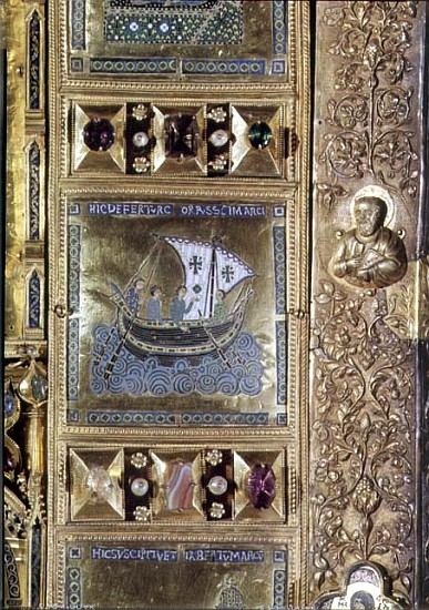 Settlement of the Body of St. Mark, enamel panel from the Pala d''Oro, San Marco Basilica, 10th-12th de 
