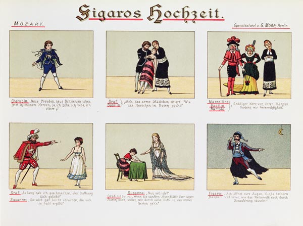 Six scenes from the opera ''The Marriage of Figaro'', by Wolfgang Amadeus Mozart (1756-91) de 