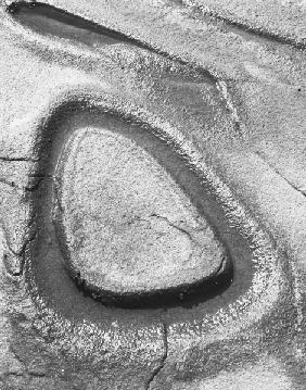 Stone on sand (b/w photo) 