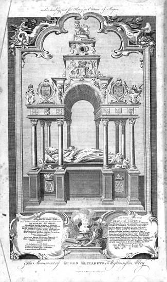 The Monument of Queen Elizabeth in Westminster Abbey, illustration from Rapin''s ''History of Englan de 