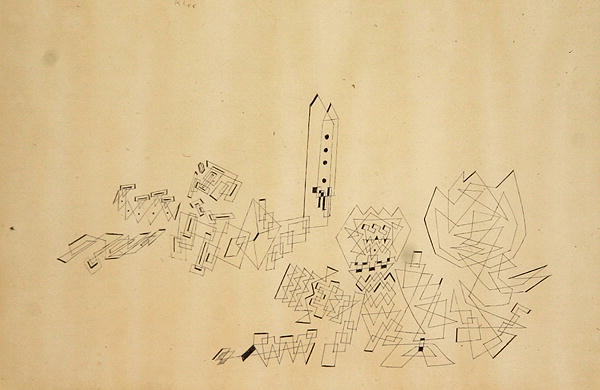 The Tower withstands Attack, 1927 (pen & ink on paper laid on card)  de 