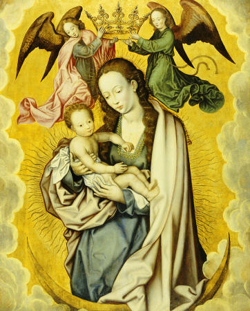 The Virgin And Child In Glory, With Two Angels Holding The Virgin''s Crown de 