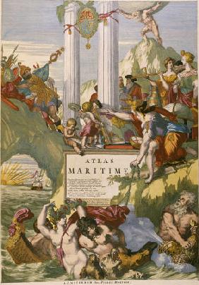 Title Page Engraving From Le Neptune Francois, Maritime Atlas