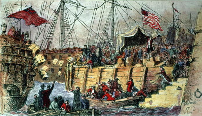 The Boston Tea Party, 16th December 1773 (colour litho) de 