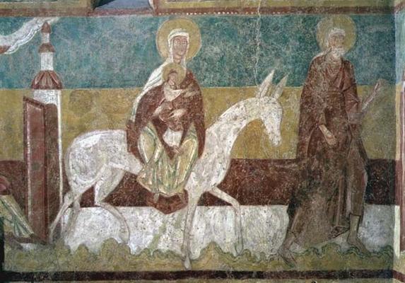 The Flight into Egypt, from the wall of the Choir, 12th-13th century (fresco) de 