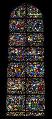 The Passion, lancet window in the west facade, 12th century (stained glass) (detail of 98062) de 