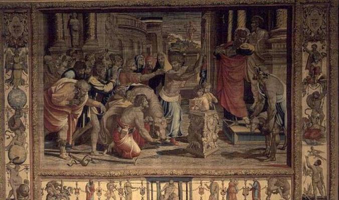 The Sacrifice at Lystra, from the Brussels Tapestries, replicas of Raphael's Vatican series of the A de 