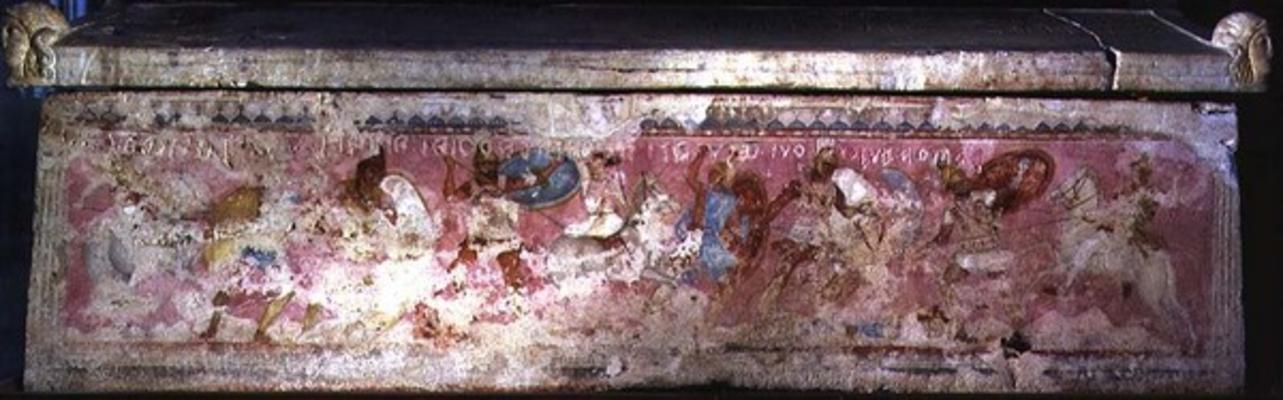 The sarcophagus of the Amazons, decorated with scenes of fighting between Greeks and Amazons, from T de 